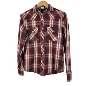 Salt Valley Western Women's Size XS Red Black Snap Front Flannel Cowgirl Shirt *